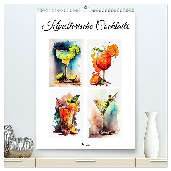 Künstlerische Cocktails (hochwertiger Premium Wandkalender 2024 DIN A2 hoch), Kunstdruck in Hochglanz, Justyna Jaszke JBJart