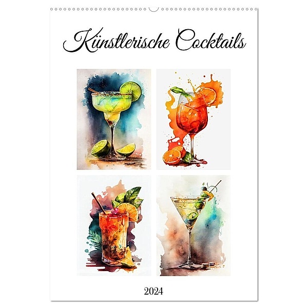 Künstlerische Cocktails (Wandkalender 2024 DIN A2 hoch), CALVENDO Monatskalender, Justyna Jaszke JBJart