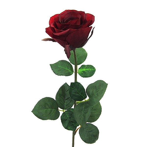 Künstliche Gartenrose, Langstiel mit 6 Blüten, 69 cm (Farbe: rot)