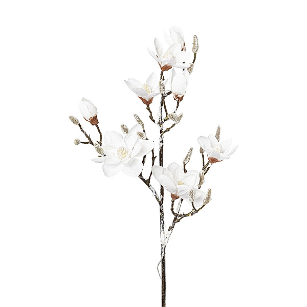 Künstliche Magnolie mit Schnee und Beleuchtung, 15 LED, 115 cm