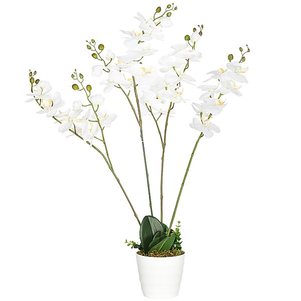 Künstliche Pflanze mit Pflanzentopf weiß (Farbe: weiß)