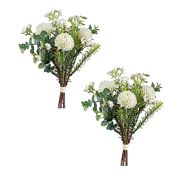 Künstliche Pompondahlien Sträuße, 30 cm, 2er-Set (Farbe: weiß)