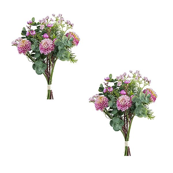 Künstliche Pompondahlien Sträusse, 30 cm, 2er-Set (Farbe: pink)