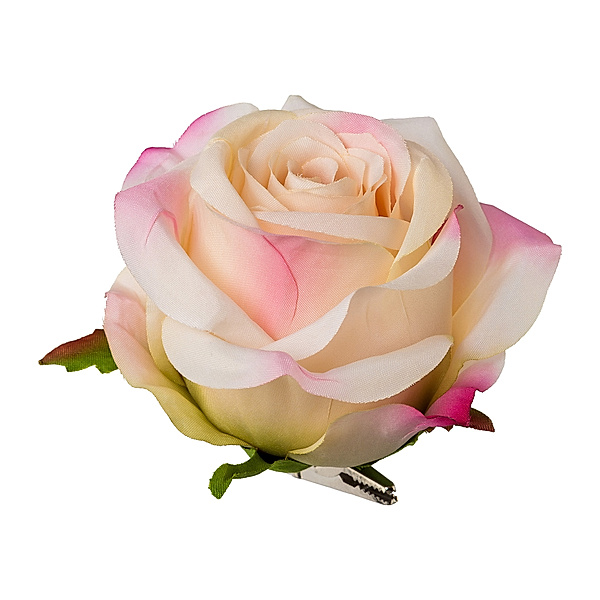 Künstliche Rose mit Clip, 6 Stück, 8,5 x 10,5 cm (Farbe: pfirsich)