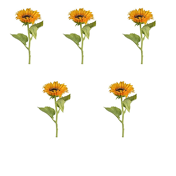 Künstliche Sonnenblume, 48 cm, gelb, 5er-Set