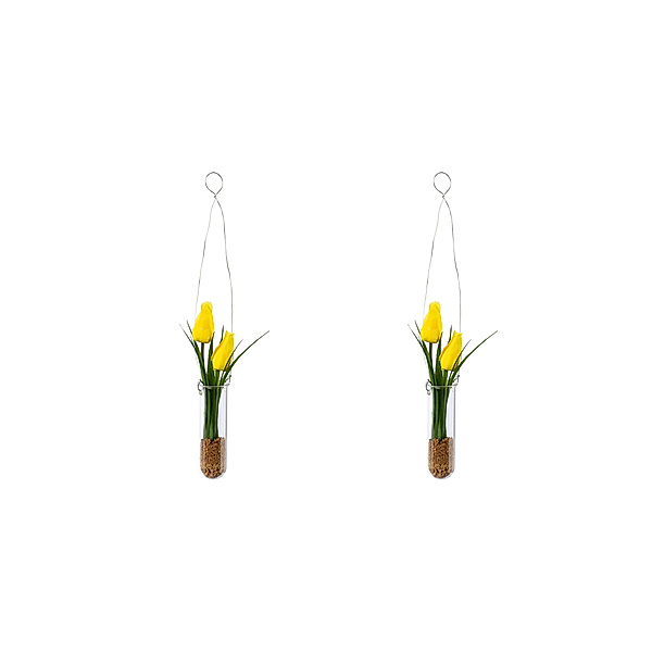 Künstliche Tulpen in Hängevase, 2er-Set (Farbe: gelb)