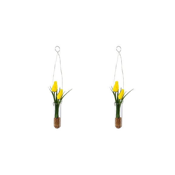 Künstliche Tulpen in Hängevase, 2er-Set (Farbe: gelb)