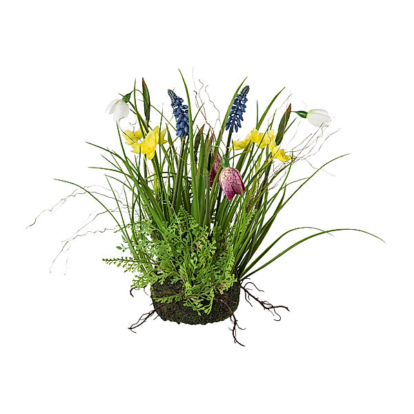 Künstlicher Frühlingsmix im Erdballen, 30 cm (Farbe: bunt)
