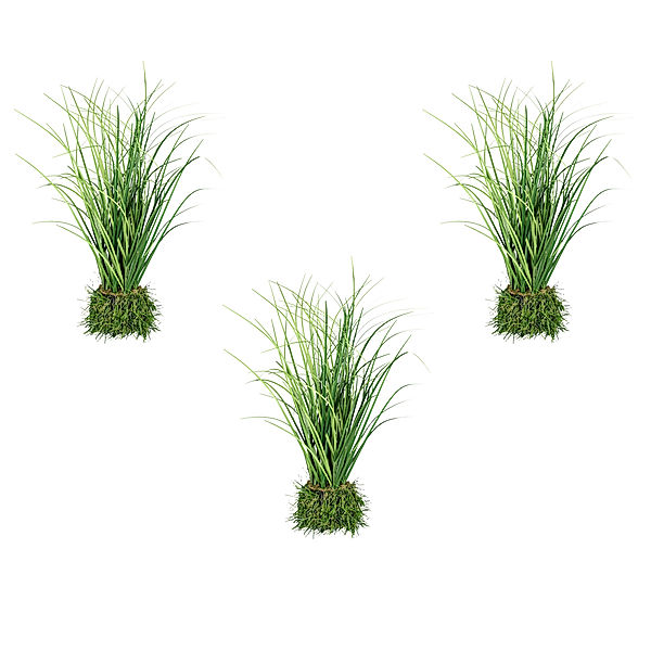 Künstlicher Grasbusch im Grasballen, 27 cm im 3er-Set