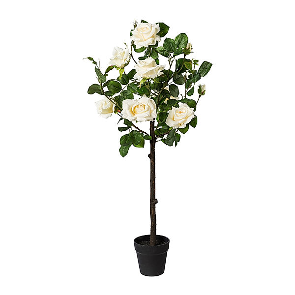 Künstlicher Rosenstamm im Topf, 95 cm (Farbe: creme)