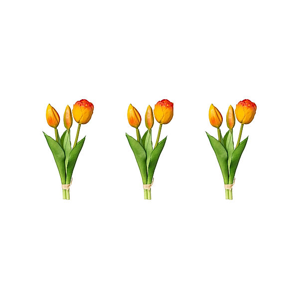 Künstlicher Tulpenbund, 3er-Set, 20,5 cm (Farbe: orange)