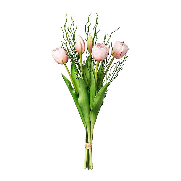 Künstlicher Tulpenbund mit Zweigen, 43 cm (Farbe: rosa)