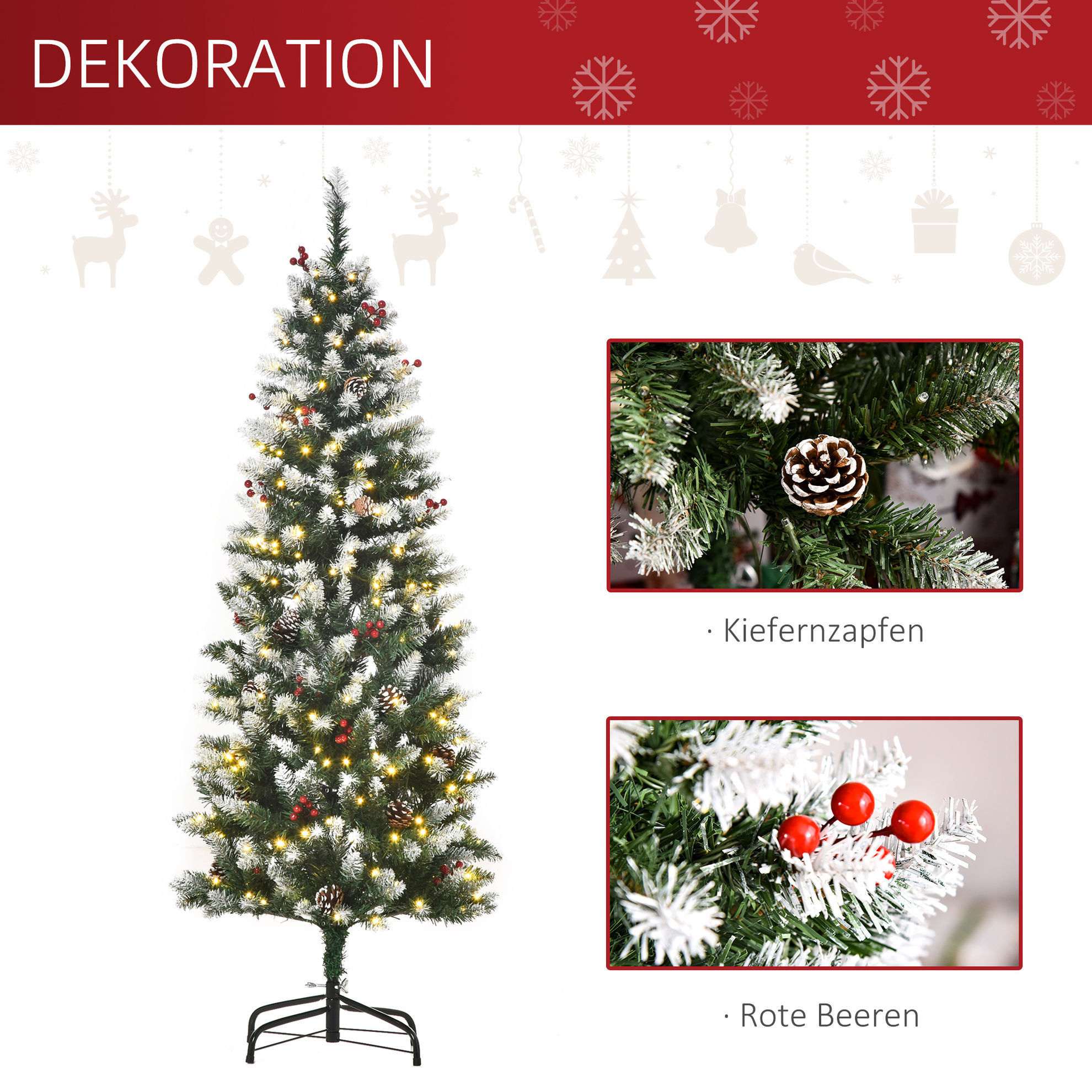 Künstlicher Weihnachtsbaum mit Beleuchtung, Schmuck und künstlichen Schnee  | Weltbild.de