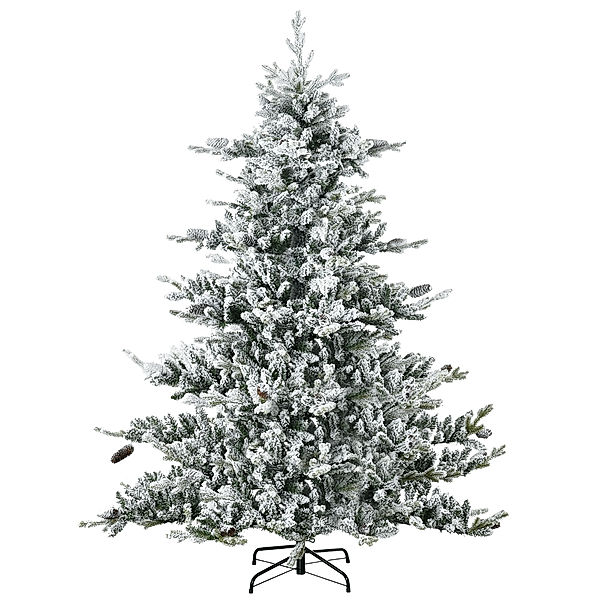 Künstlicher Weihnachtsbaum mit Kunstschnee und 1471 Zweigen bunt (Farbe: grün,  weiß)