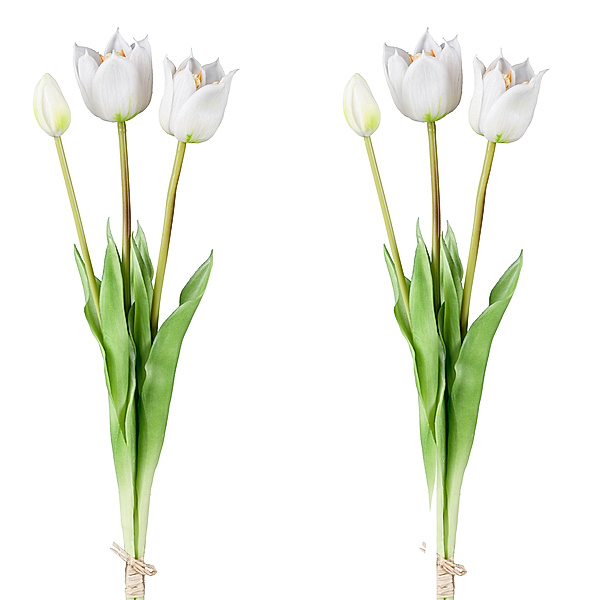 Künstlicher Wild-Tulpenbund, 47cm, 2er-Set (Farbe: weiß)