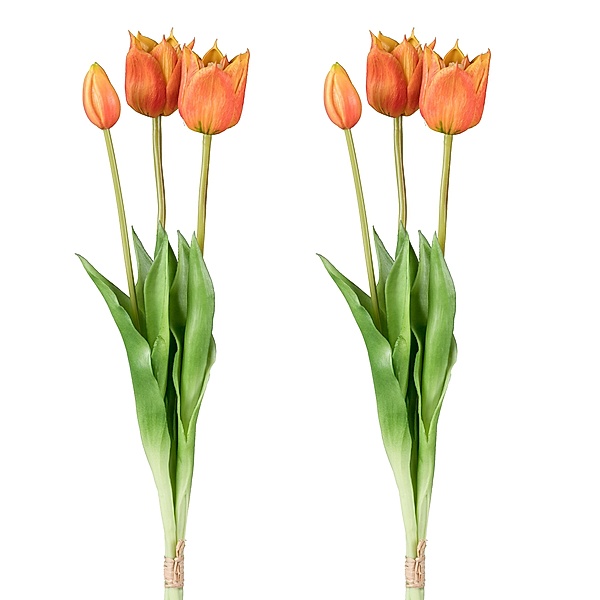 Künstlicher Wild-Tulpenbund, 47cm, 2er-Set (Farbe: orange)