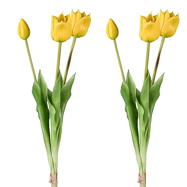 Künstlicher Wild-Tulpenbund, 47cm, 2er-Set (Farbe: gelb)