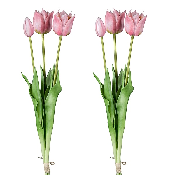 Künstlicher Wild-Tulpenbund, 47cm, 2er-Set (Farbe: rosa)