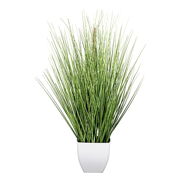 Künstliches Gras im weißen Kunststofftopf (Größe: 59 cm)