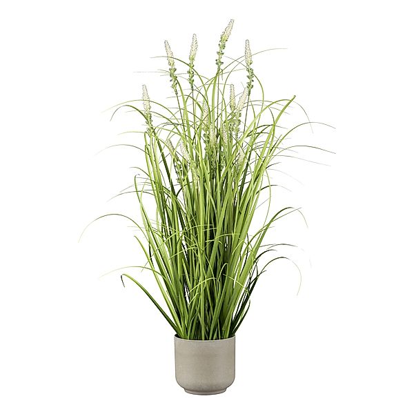 Künstliches Gras mit Salvien im grauen Melamintopf (Größe: 75 cm)