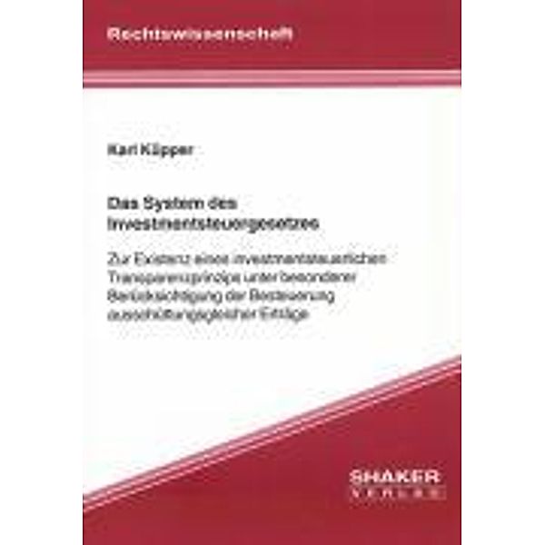 Küpper, K: System des Investmentsteuergesetzes, Karl Küpper