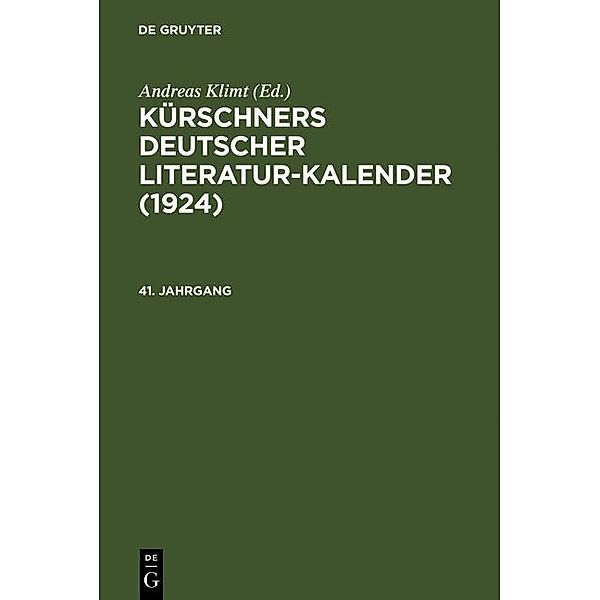 Kürschners Deutscher Literatur-Kalender 1924