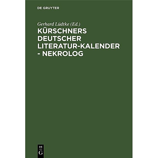 Kürschners Deutscher Literatur-Kalender - Nekrolog