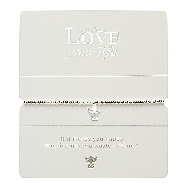 Kugelarmband - Love your life - versilbert - Engel