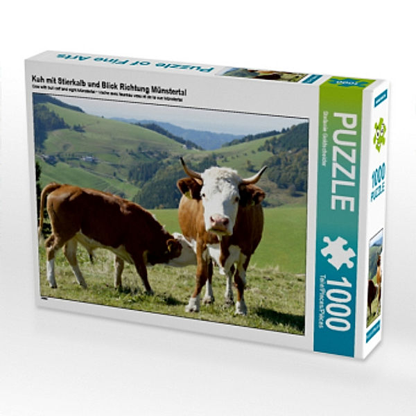 Kuh mit Stierkalb und Blick Richtung Münstertal (Puzzle), Stefanie Goldscheider