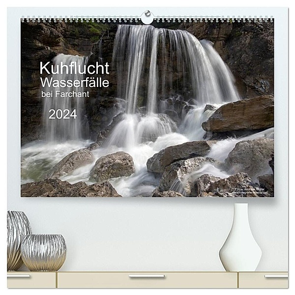 Kuhflucht Wasserfälle bei Farchant (hochwertiger Premium Wandkalender 2024 DIN A2 quer), Kunstdruck in Hochglanz, Andreas Müller