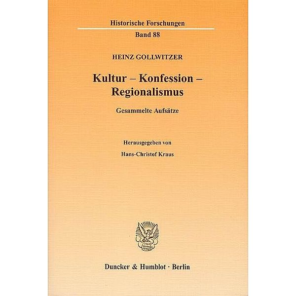 Kultur - Konfession - Regionalismus., Heinz Gollwitzer