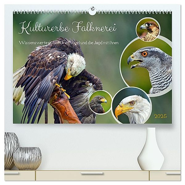 Kulturerbe Falknerei (hochwertiger Premium Wandkalender 2025 DIN A2 quer), Kunstdruck in Hochglanz, Calvendo, Claudia Kleemann