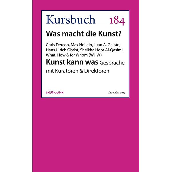 Kunst kann was, Chris Dercon, Max Hollein, Juan A. Gaitán, Sheikha Hoor Al Qasimi, Hans Ulrich Obrist, What (Whw)