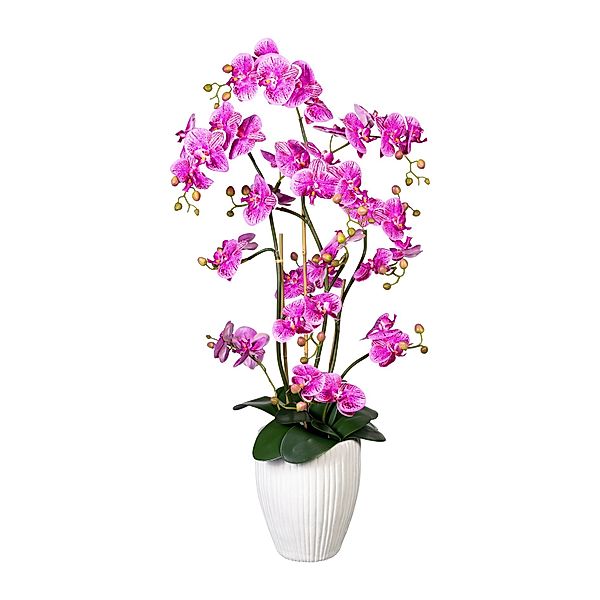 Kunst-Phalaenopsis in Keramikvase m. Erde, 110 cm, 12 Zweige (Farbe: lila)