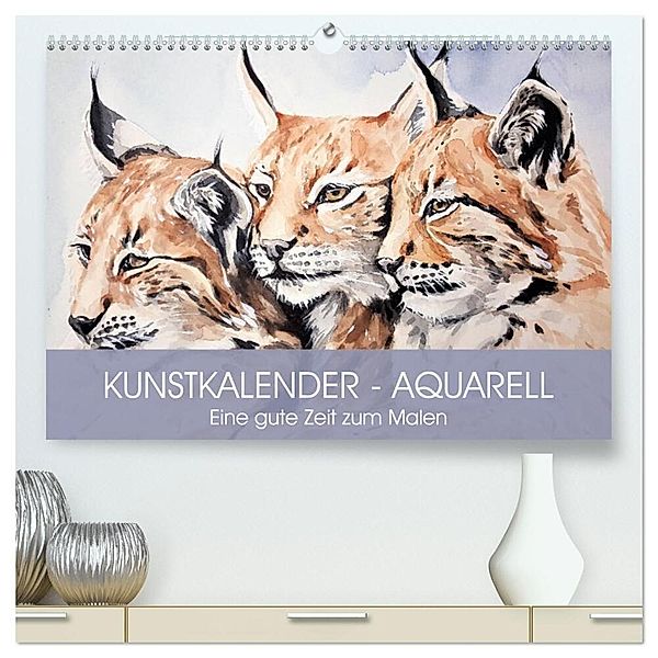 Kunstkalender - Aquarell. Eine gute Zeit zum Malen (hochwertiger Premium Wandkalender 2024 DIN A2 quer), Kunstdruck in Hochglanz, Rose Hurley