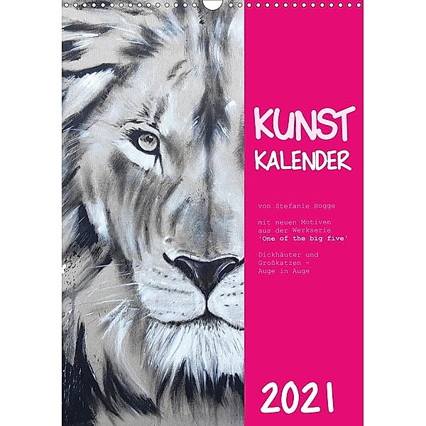 Kunstkalender Dickhäuter und Grosskatzen - Auge in Auge (Wandkalender 2021 DIN A3 hoch), Stefanie Rogge