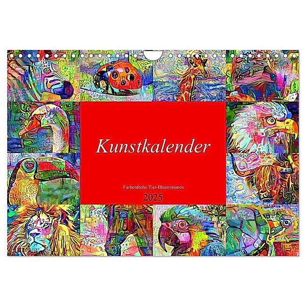 Kunstkalender. Farbenfrohe Tier-Illustrationen (Wandkalender 2025 DIN A4 quer), CALVENDO Monatskalender, Calvendo, Rose Hurley