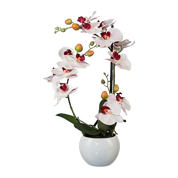 Kunstorchidee Phalaenopsis 3D-print im Keramiktopf, 42 cm (Farbe: rosa)