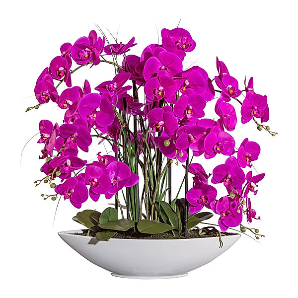 Kunstorchidee Phalaenopsis in Keramikschale, 70 cm, 8 Blütenzweige (Farbe: lila)