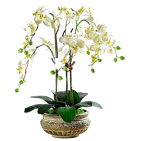 Kunstpflanze Orchideentopf Antik