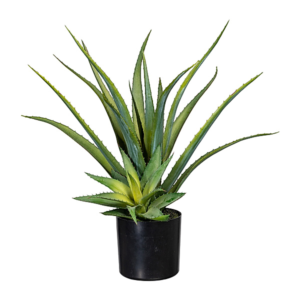 Kunststoff Aloe im Topf mit Erde, 48 cm