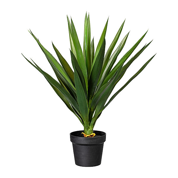 Kunststoff Yucca im Topf mit Erde, 70 cm, 31 Blätter