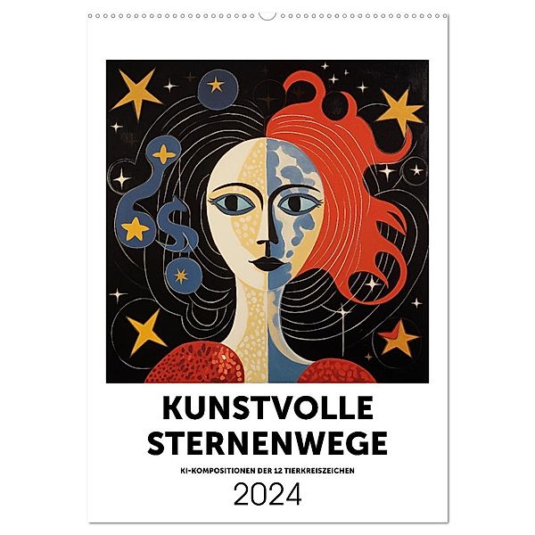 Kunstvolle Sternenwege: KI-Kompositionen der 12 Tierkreiszeichen (Wandkalender 2024 DIN A2 hoch), CALVENDO Monatskalender, Calvendo, Petra Zarre