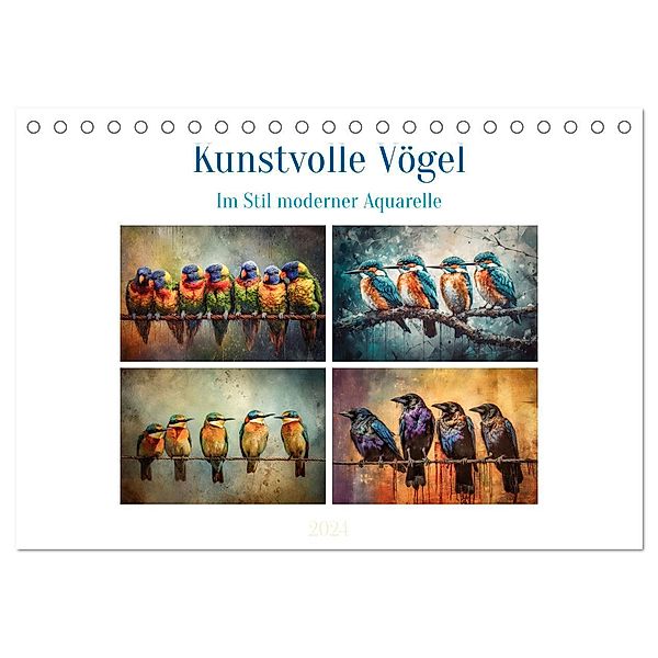 Kunstvolle Vögel (Tischkalender 2024 DIN A5 quer), CALVENDO Monatskalender, Steffen Gierok-Latniak