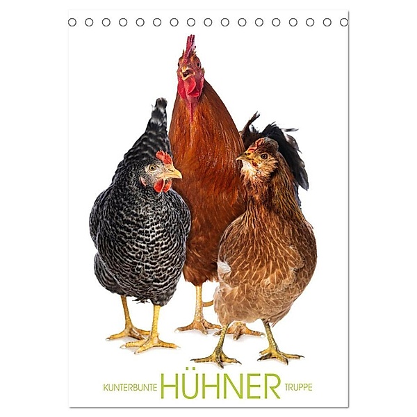Kunterbunte Hühner Truppe (Tischkalender 2024 DIN A5 hoch), CALVENDO Monatskalender, Judith Kiener - DoraZett