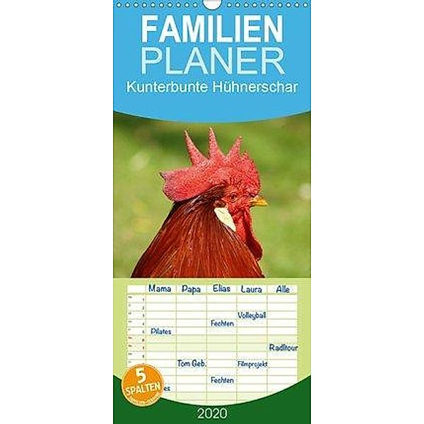 Kunterbunte Hühnerschar - Familienplaner hoch (Wandkalender 2020 , 21 cm x 45 cm, hoch)