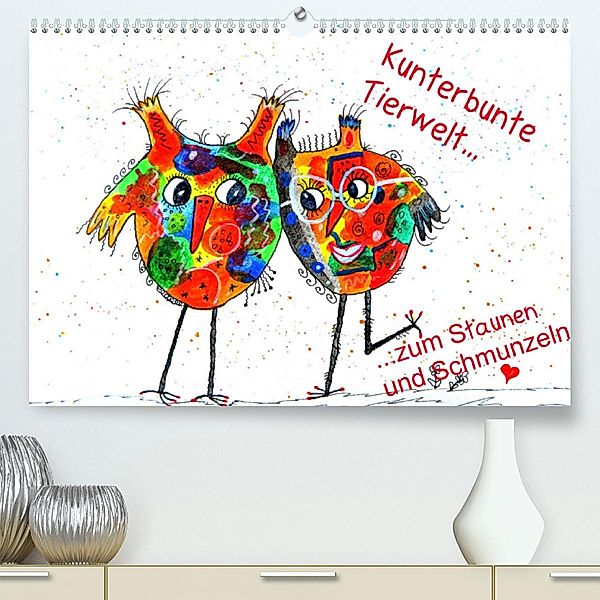 Kunterbunte Tierwelt (Premium, hochwertiger DIN A2 Wandkalender 2023, Kunstdruck in Hochglanz), Sarnade