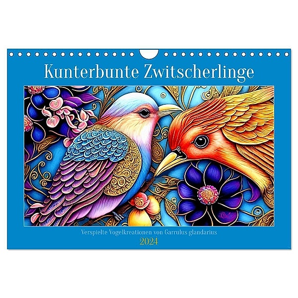 Kunterbunte Zwitscherlinge (Wandkalender 2024 DIN A4 quer), CALVENDO Monatskalender, Garrulus glandarius
