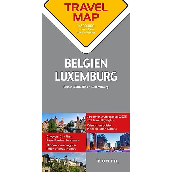 KUNTH TRAVELMAP Belgien, Luxemburg 1:300.000. Belgium / Luxembourg