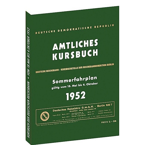 Kursbuch der Deutschen Reichsbahn - Sommerfahrplan 1952